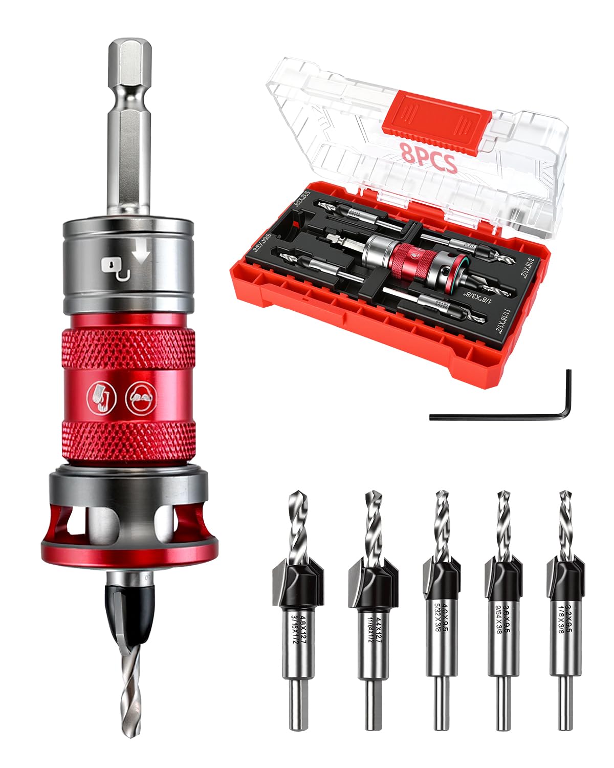 9-Piece Countersink Drill Bit Set - Woodworking -10