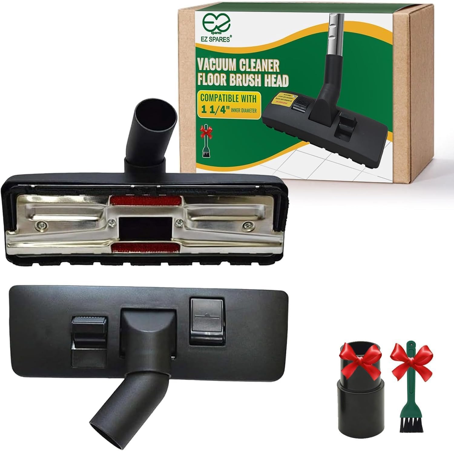 EZ SPARES Universal Vacuum Cleaner Floor Brush with Vacuum Adapter,Compatible with Most Brand,Hoover, Eureka, Rainbow,Shop VAC,Nozzle Tool,2-in-1 for Hard Floor&Carpet Combo(with Mini Cleaning Brush)