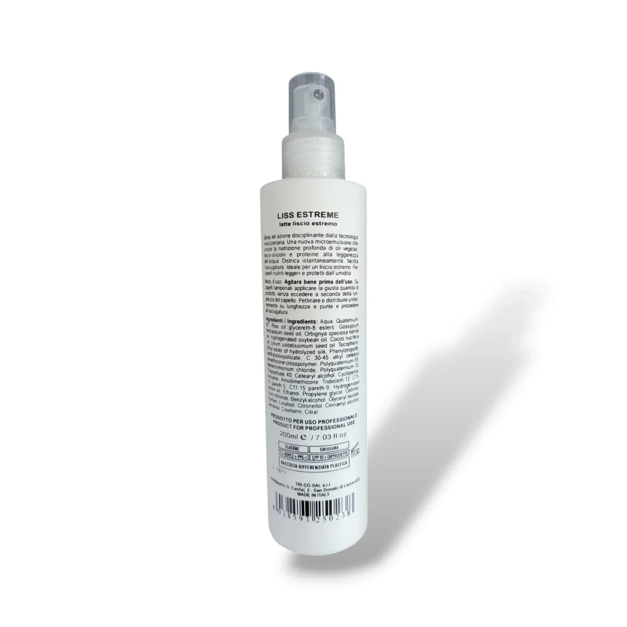 Fondonatura Liss Extreme Latte Lisciante 200 ml - Effetto Anticrespo Istantaneo, Morbidezza Senza Risciacquo - Con Oli Vegetali - Senza Parabeni e Alcool - Per Capelli Indisciplinati e Ricci