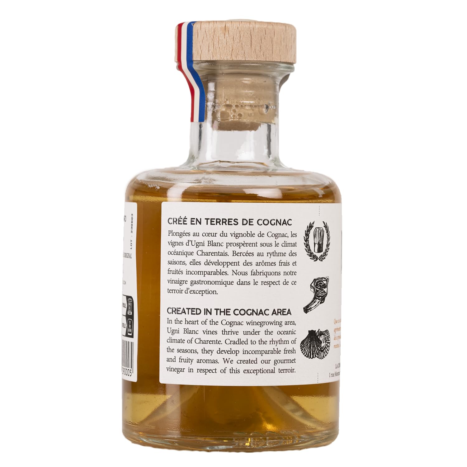 Bouteville Vinaigre Gastronomique L'Original 200ml - Affiné en Fûts de Cognac, Élaboration Artisanale en Charente, Cépage Ugni Blanc avec Notes Fruitées et Équilibrées