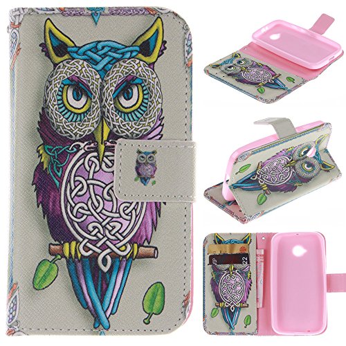 Moto E (2nd Gen) Case,IVY [Kickstand Feature][Money Card Slot] Moto E (2nd Generation) Wallet Case [Double Sided Design][Owl] Premium Soft TPU Synthetic Leather Wallet Cover - Verizon, AT&T, Sprint, T-Mobile, International, and Unlocked - Synthetic Leather Case For Motorola Moto E (2nd Generation)