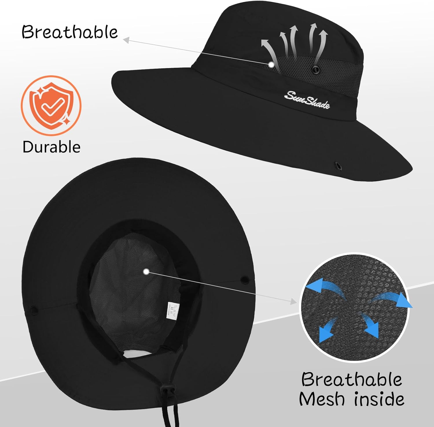 ZOORON Women's Ponytail Safari Sun Hat,Wide Brim UV Protection Outdoor Bucket Hat,Foldable Beach Summer Fishing Hat - Image 5