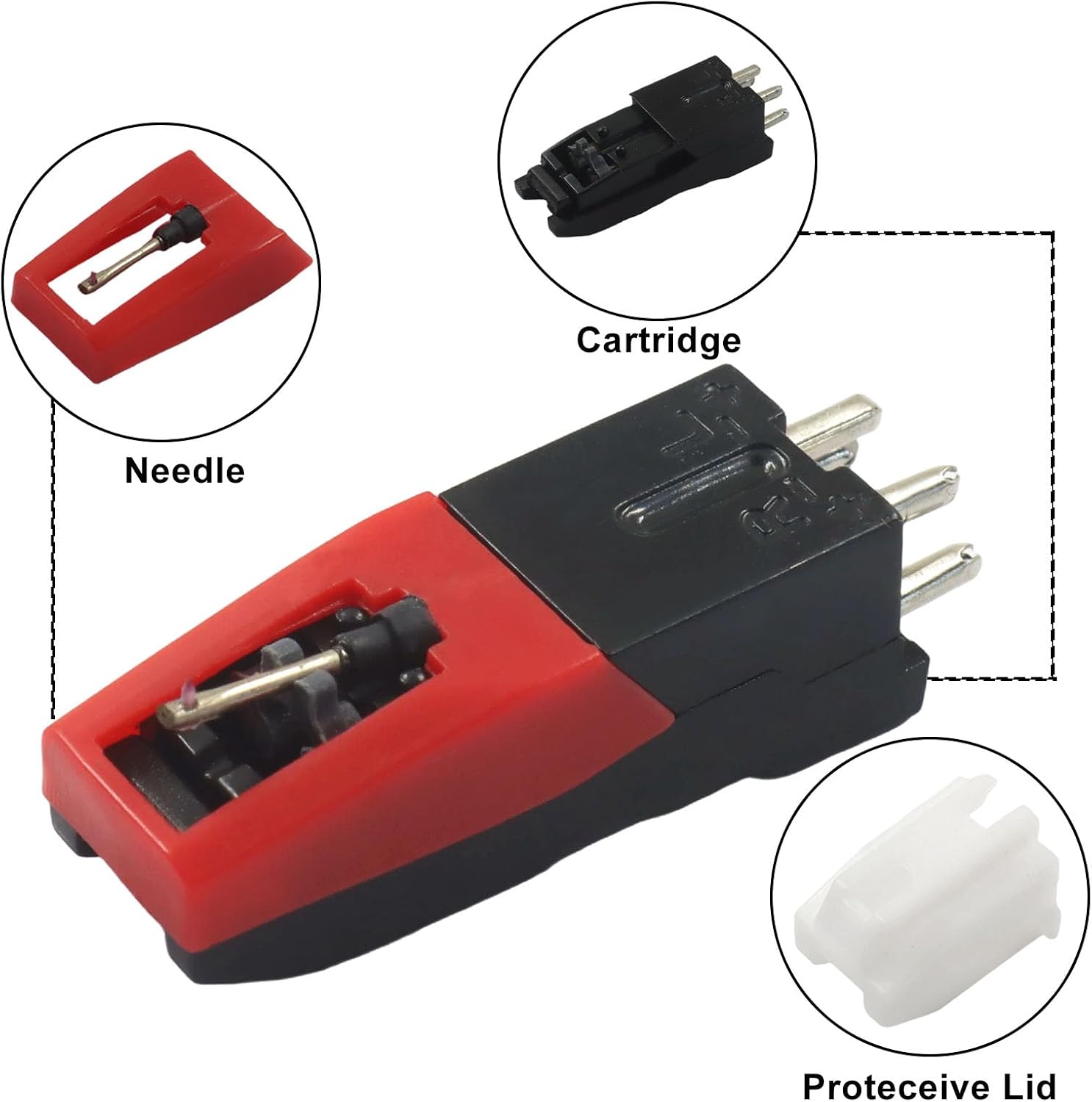 4 Pack Record Player Needle, 1 Record Player Cartridge image 4