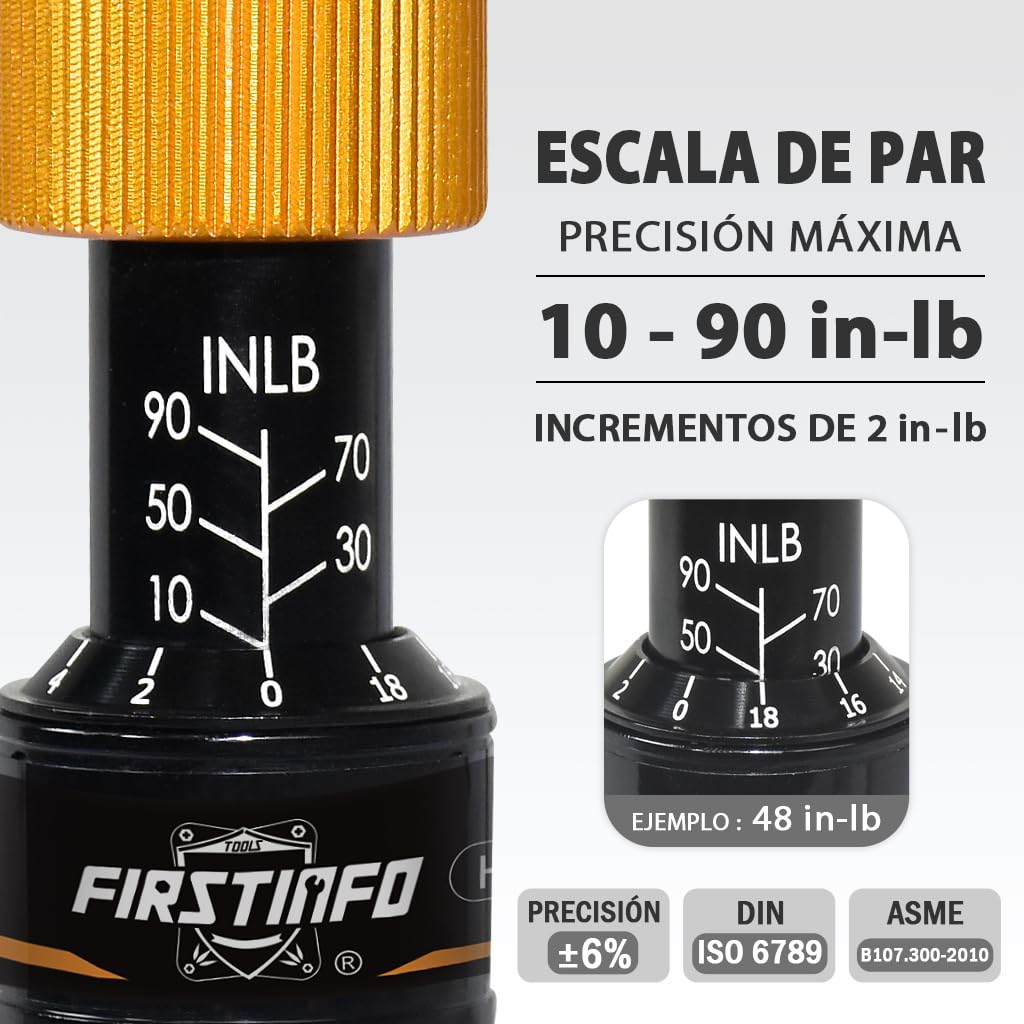 FIRSTINFO H5188 | 1/4" | 10-90in-lb | Destornilladores dinamométricos | Con sistema de cambio rápido Rapidaptor