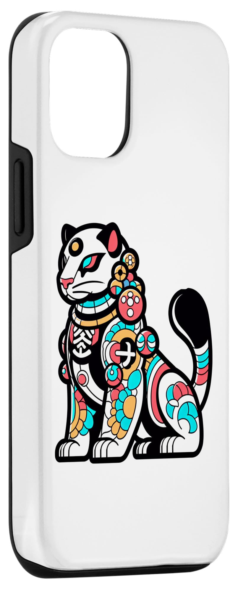 iPhone 15 Jewels and Patterns: Cat with Colorful Vibrant Adornments Case - Image 3
