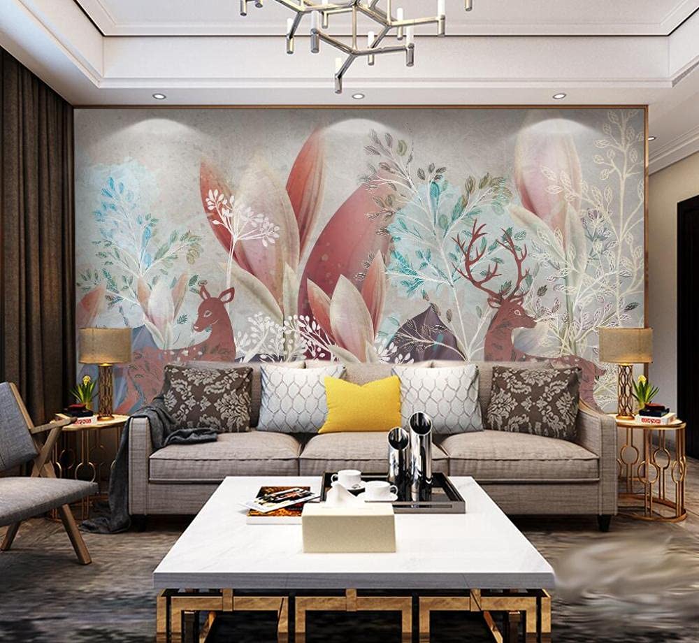 Papier peint peinture orignal feuille 3D : revêtement mural haut de gamme