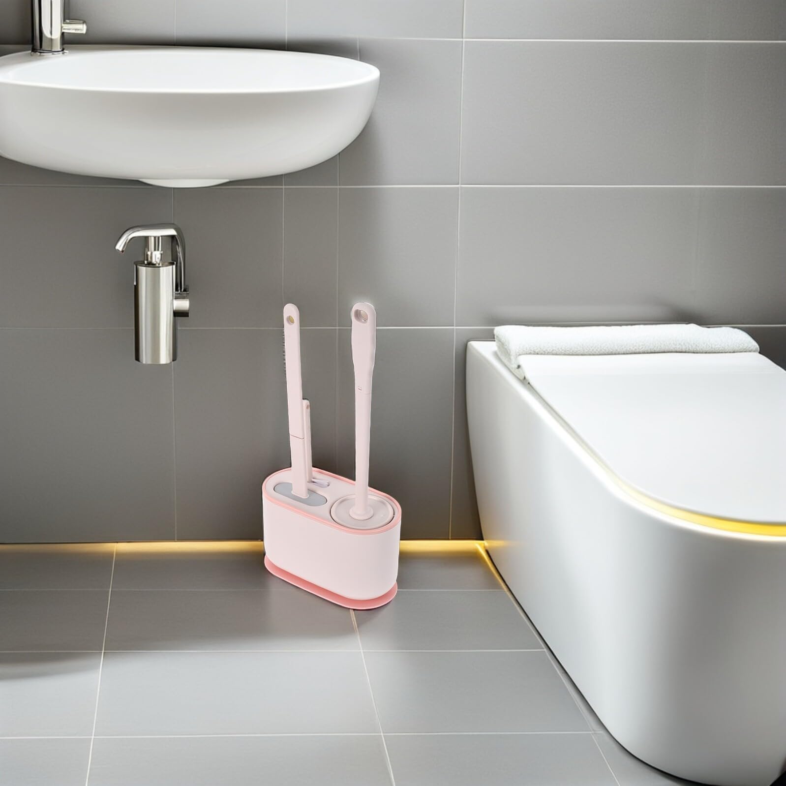 Escobilla de Baño de Pared Mango de Escobilla y Soporte para Inodoro para Inodoro para Baños Domésticos y Comerciales