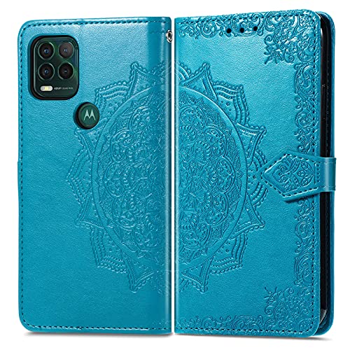 DOHUI Coque Motorola Moto G Stylus 5G, Ultra Mince Étui à Rabat en Cuir PU Portefeuille Housse [Magnétique] [Fentes pour Cartes] Coque pour Motorola Moto G Stylus 5G (Bleu) Cover