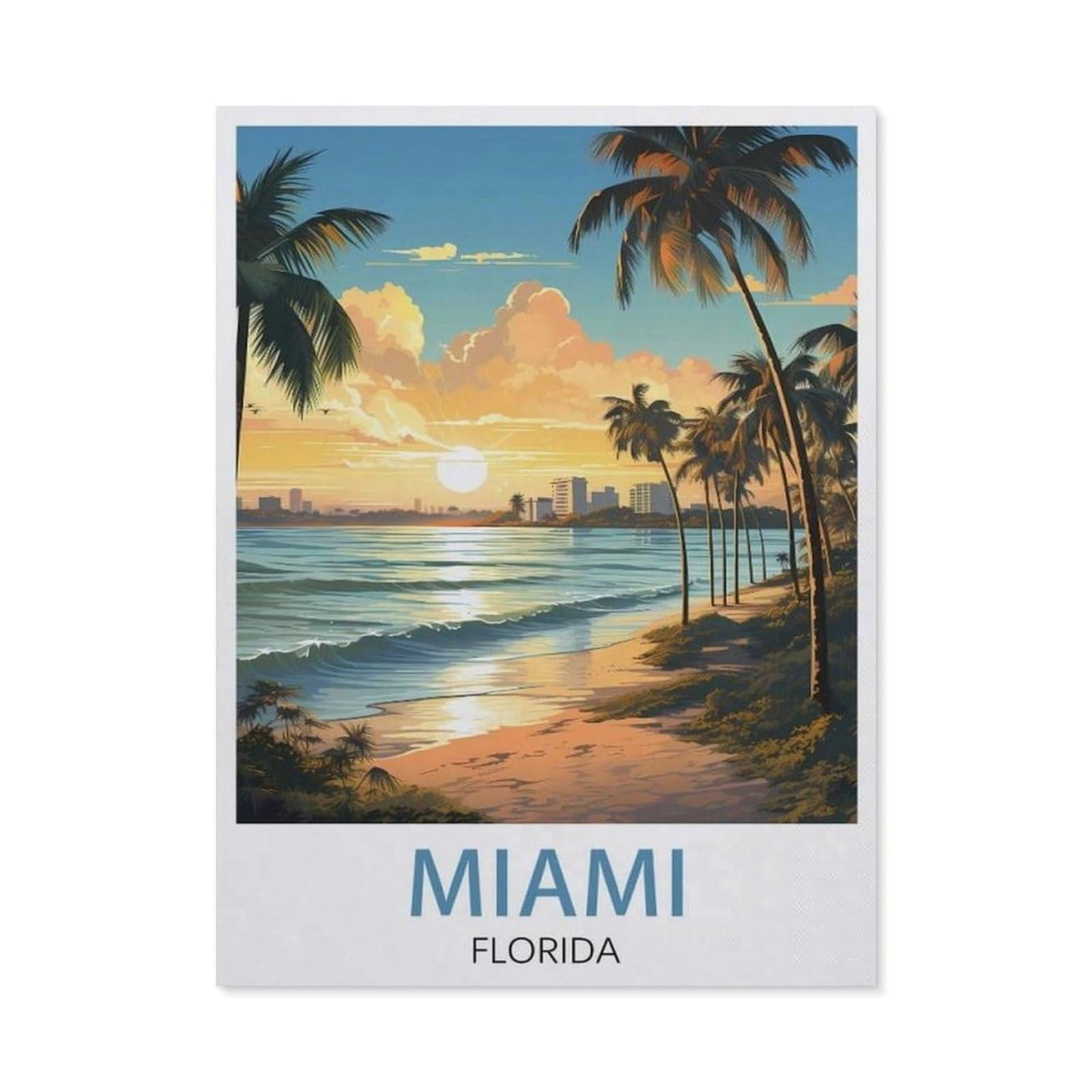 PGCKSK 5D Diamond Painting Set for Adults and Children，Miami Florida，DIY Diamond Crystal Rhinestone Embroidery Painting（30 x 40 cm/11.81 x 15.74 inches）-AU537