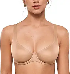 Sutiã Balconette de Malha Feminino Sexy Demi Supportive Confortável Sem Costura Sem Arame