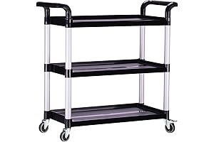 3-Tier Plastic Utility Rolling Service Cart for Kitchen