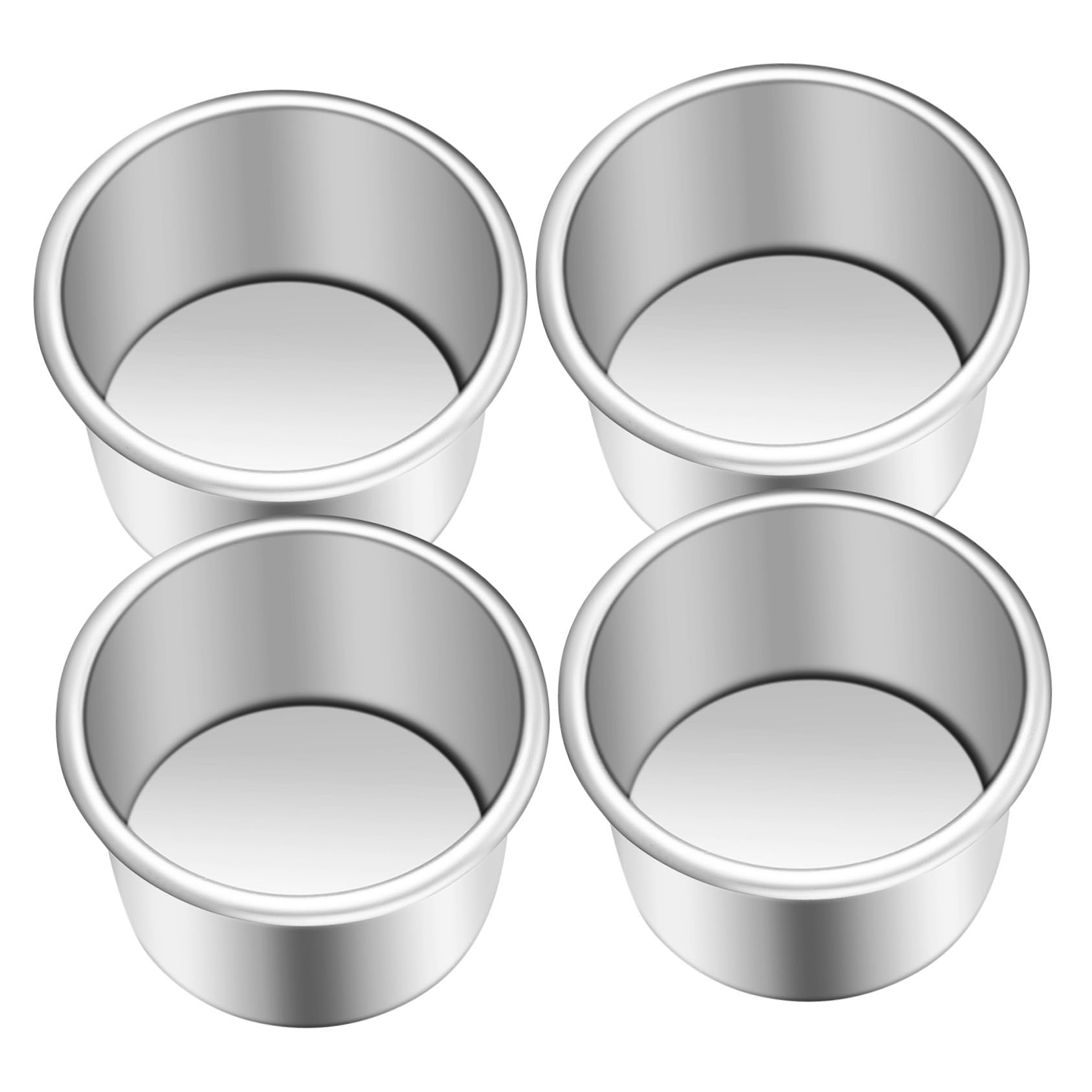 Molde para Pasteles Redondo de Aluminio 2 Pulgadas Desmontable 4 Piezas