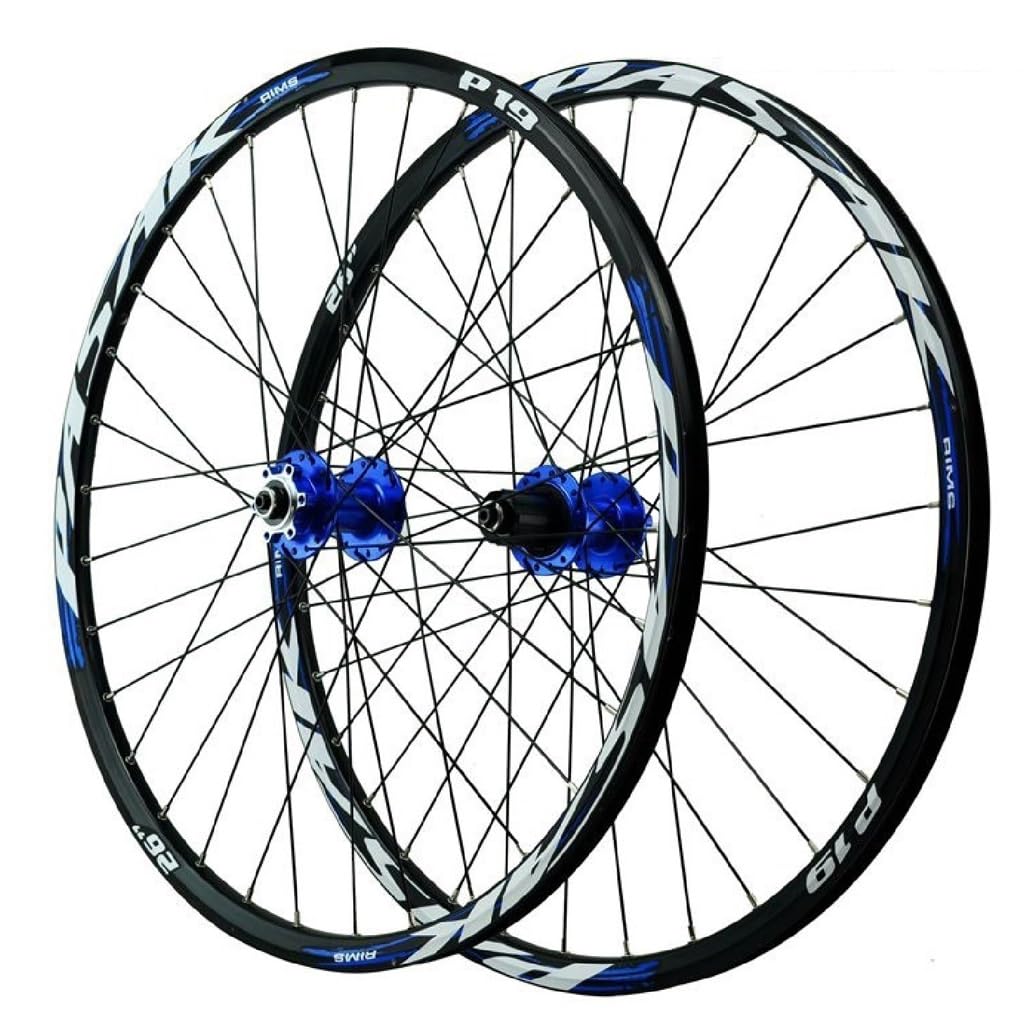 LPYDWZ MTB Bike Wheelset 24/26/27.5 Inch Disc Brake 29 ER Double Wall Bike Rim Hybrid/Sealed Bearing QR 135mm for 7-12 Speed(Blue,26 inch)