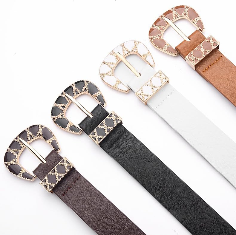 Women's Rhinestone Studded Buckle Belt, Skinny Leather Waist Belt for Jeans and Dress Pants3