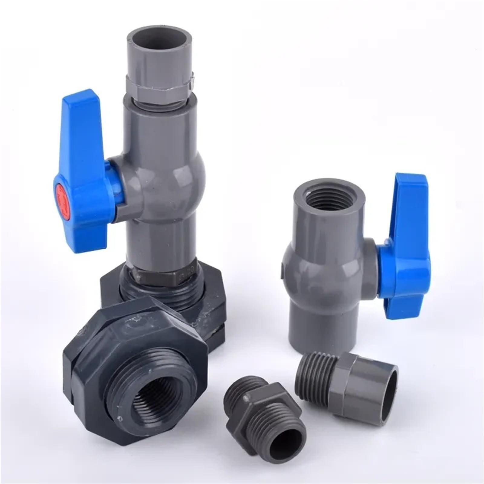 Conector de PVC for acuario, tanque peces, entrada agua, tubería drenaje, válvula unión, accesorios mamparo riego, 1/2", 3/4" y 1"(1l2 Inch Straight,3Pcs)