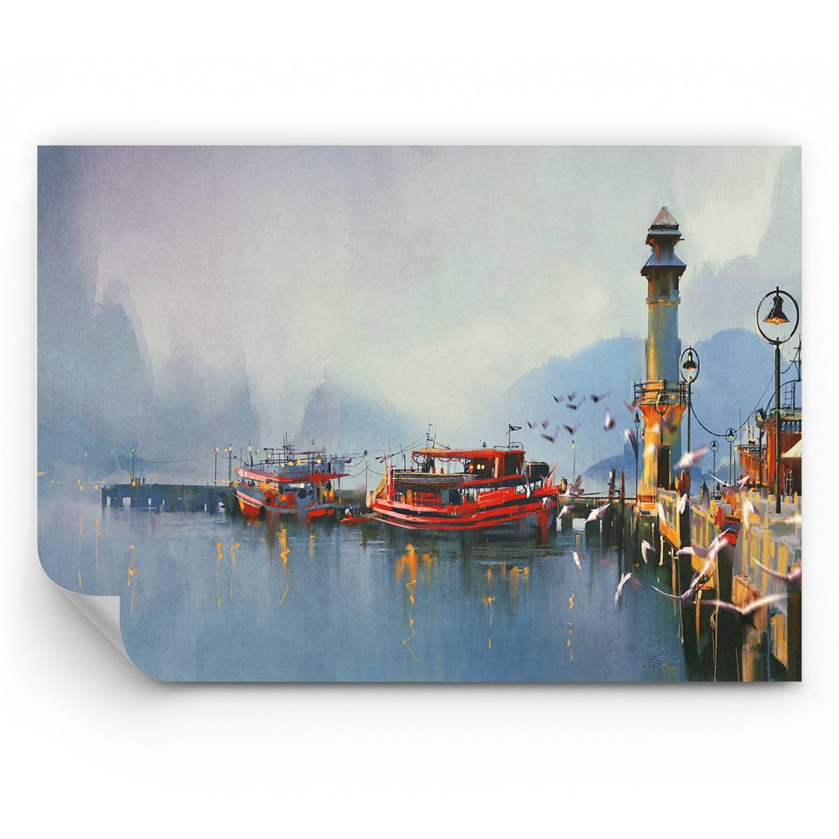 Carta da Parati Vinile in TNT 150x105 cm Paesaggi Marino - 3710 - WF3 | Porta Lanterna Barca Premium Canvas Fotomurale Moderno Decorazione da Parete Murale da Parete Per Soggiorno ARTTOR