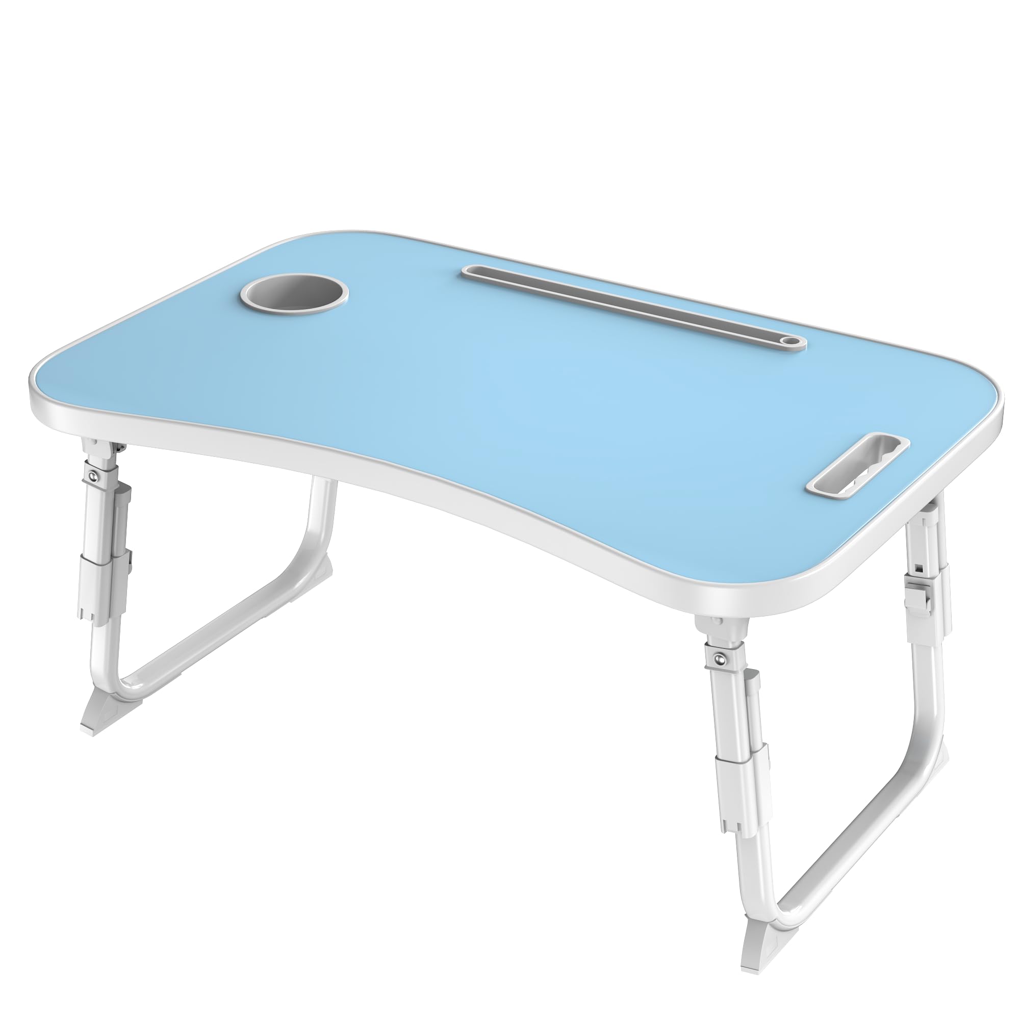 Ronistar Blue Laptop Desk, Laptop Bed Table With Cup Slot, Reading Holder Notebook Stand Breakfast Tray Book Holder For Sofa, Terrace, Balcony