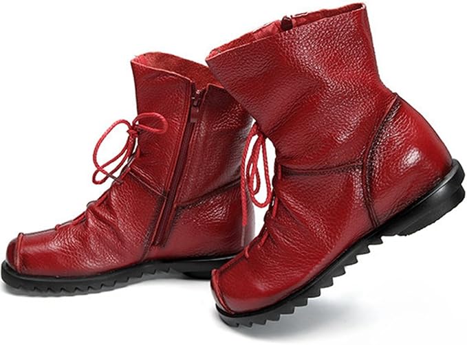 Botas planas de piel auténtica para mujer : Ropa, Zapatos y Joyería -  Amazon.com