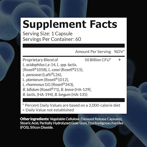 Miniatura 2 de 50 mil millones CFU Probióticos con prebióticos. Sin necesidad de refrigeración. Con prebióticos para 10 veces más eficacia. Botella de 2 meses