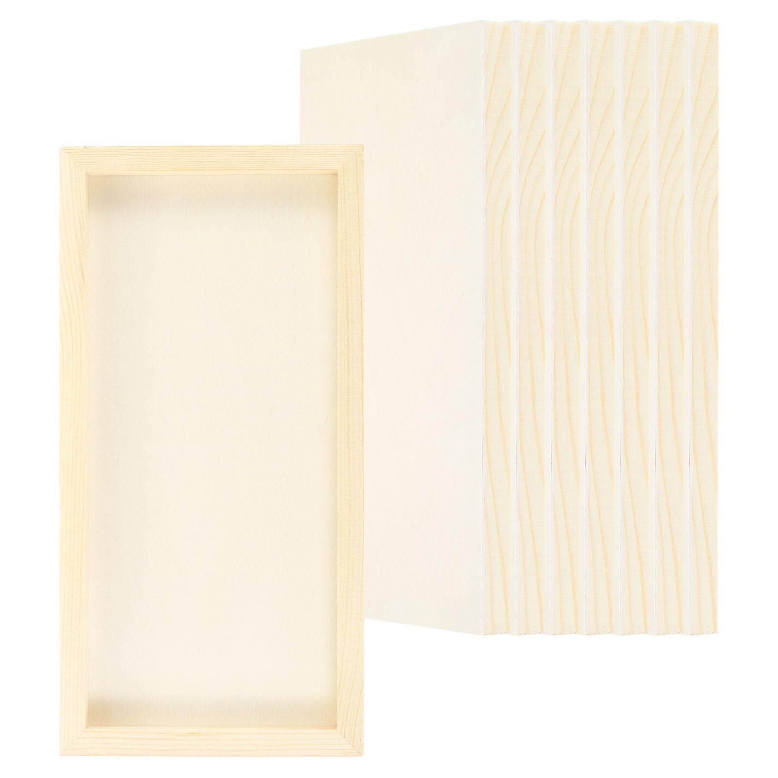 PATIKIL 6"x12" Wood Panels Board, 8 Pack Unfinished Square Art Wood Canvas Panel Painting Boards for DIY Craft Painting Use, Wood Color