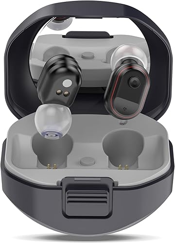 Amplificador auditivo recargable para ayudar a la audición, diseño de comodidad premium y casi invisible (azul)