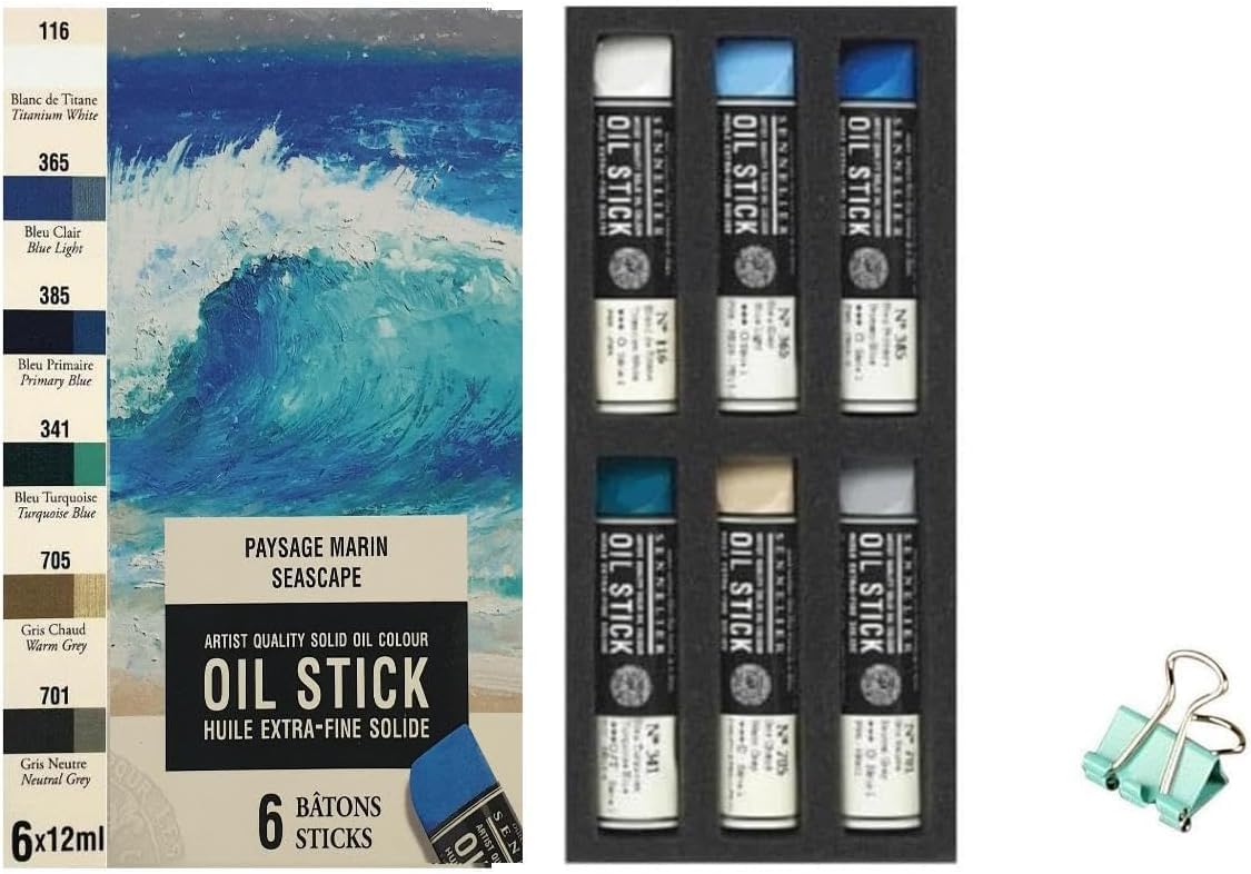 Sennelier Mini Oil Sticks 6 pezzi. Set paesaggio marino e mini pinza