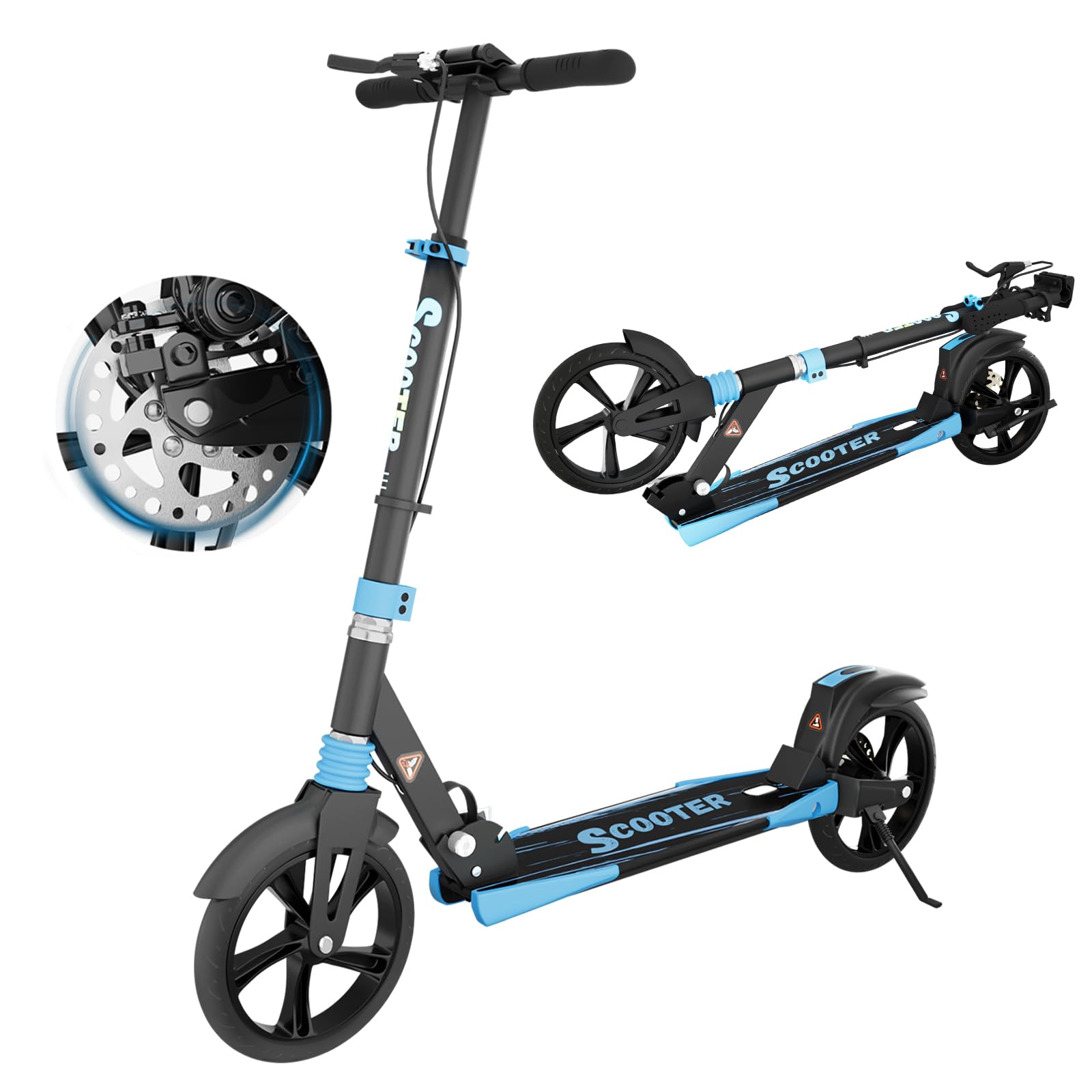 MEEGOO H007D Scooter met schijfrem en dubbele schokdempers, 200 mm PU
