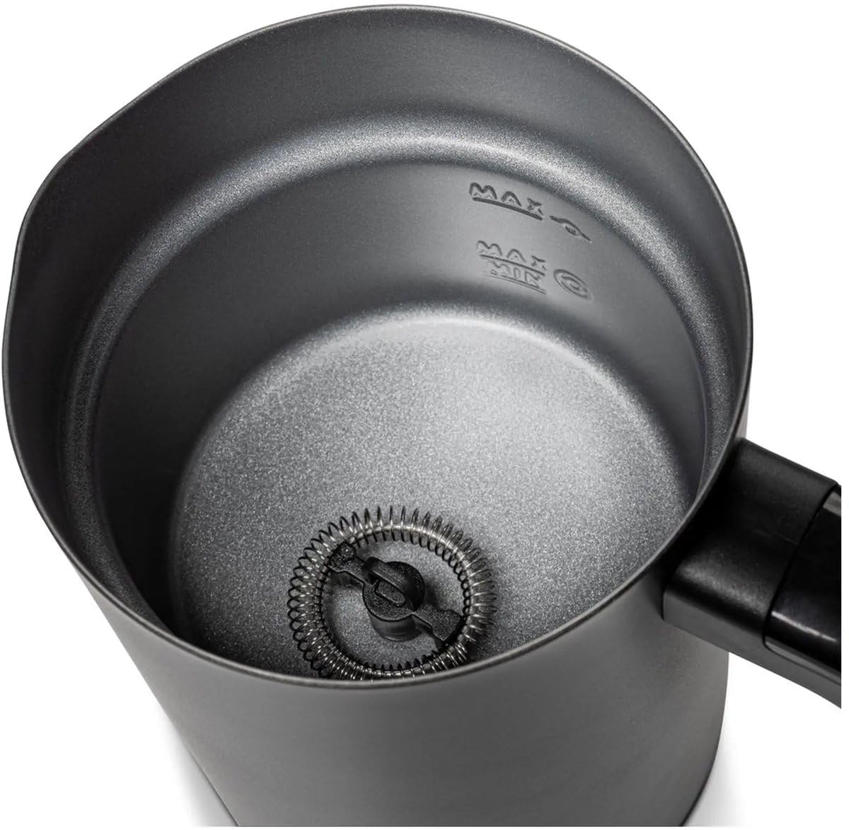 Brabantia Espumador de Leche Eléctrico, 500 W, 300 ml, 4 en 1 | Sin BPA, Espuma fría y caliente, 4 posiciones, Revestimiento antiadherente, Luz Indicadora, Fácil Operación, Negro