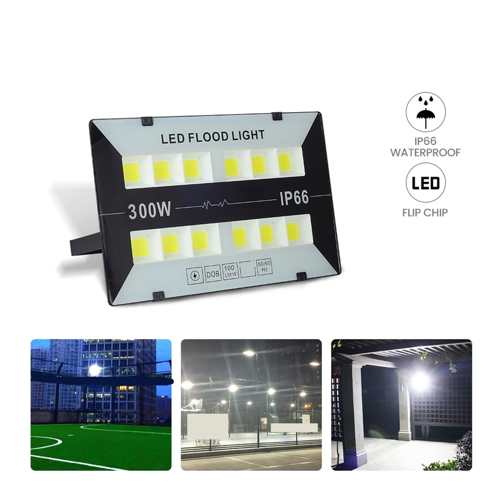 Lampy bezpieczeństwa Światło Halogenowe LED 50W 100W 200W 300W Światła Zewnętrzne Oświetlenie Reflektor Uliczny IP66 Wodoodporna Ściana, Oświetla Najszerszy Obszar do ogrodu(50W_6500 K COOL WHITE)