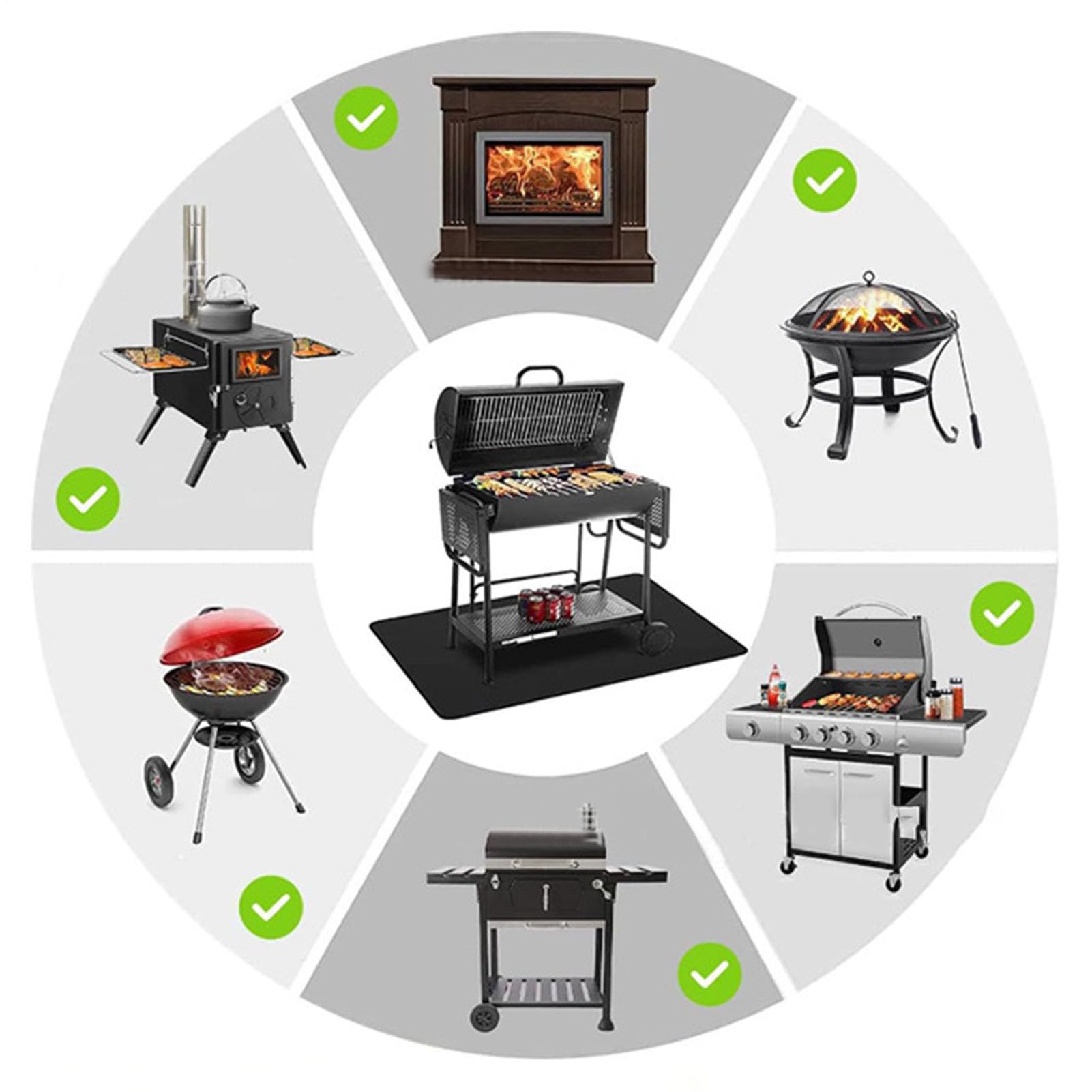 Genérico Tapis de barbecue ignifuge | Housse portable pour barbecue de camping extérieur sur sol, terrasse, jardin, cuisine
