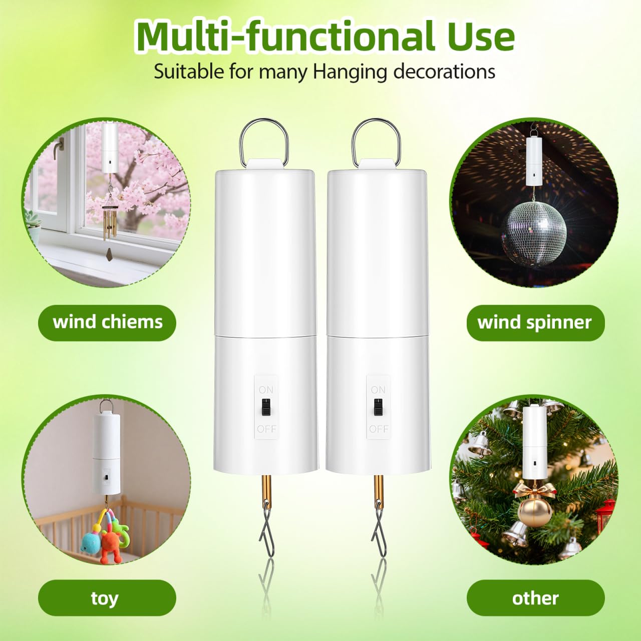 UPKOCH 2 Stück Windradmotor Batteriebetriebener Hängender Rotiermotor Für Windspiele Und Windfänger Leiser Ersatzmotor Für Garten-Dekor Einfache Installation 19.00 X 4.60 X 4.60 cm