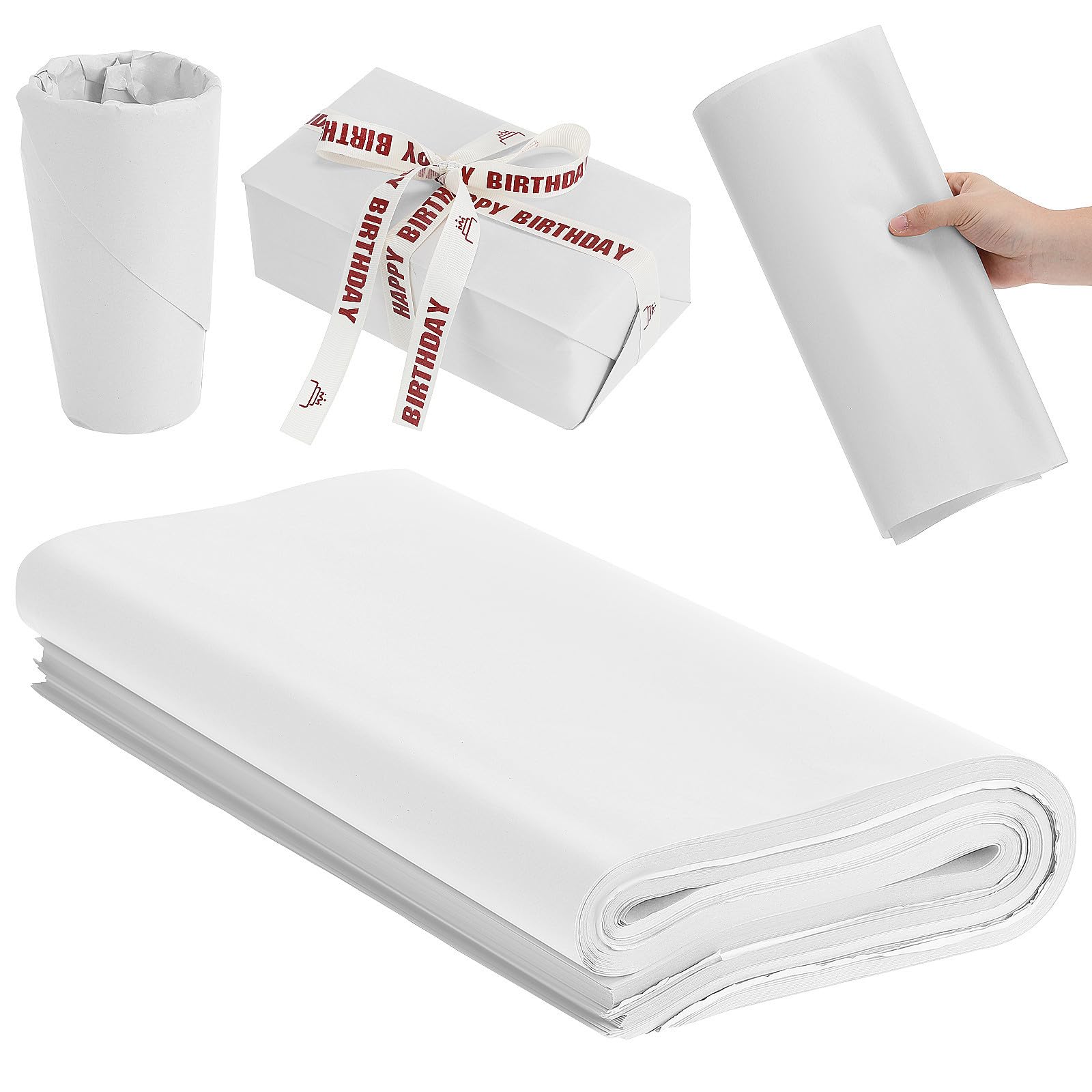 Packpapier 200 Blatt 38x70cm für Feste und Anlässe Weiß