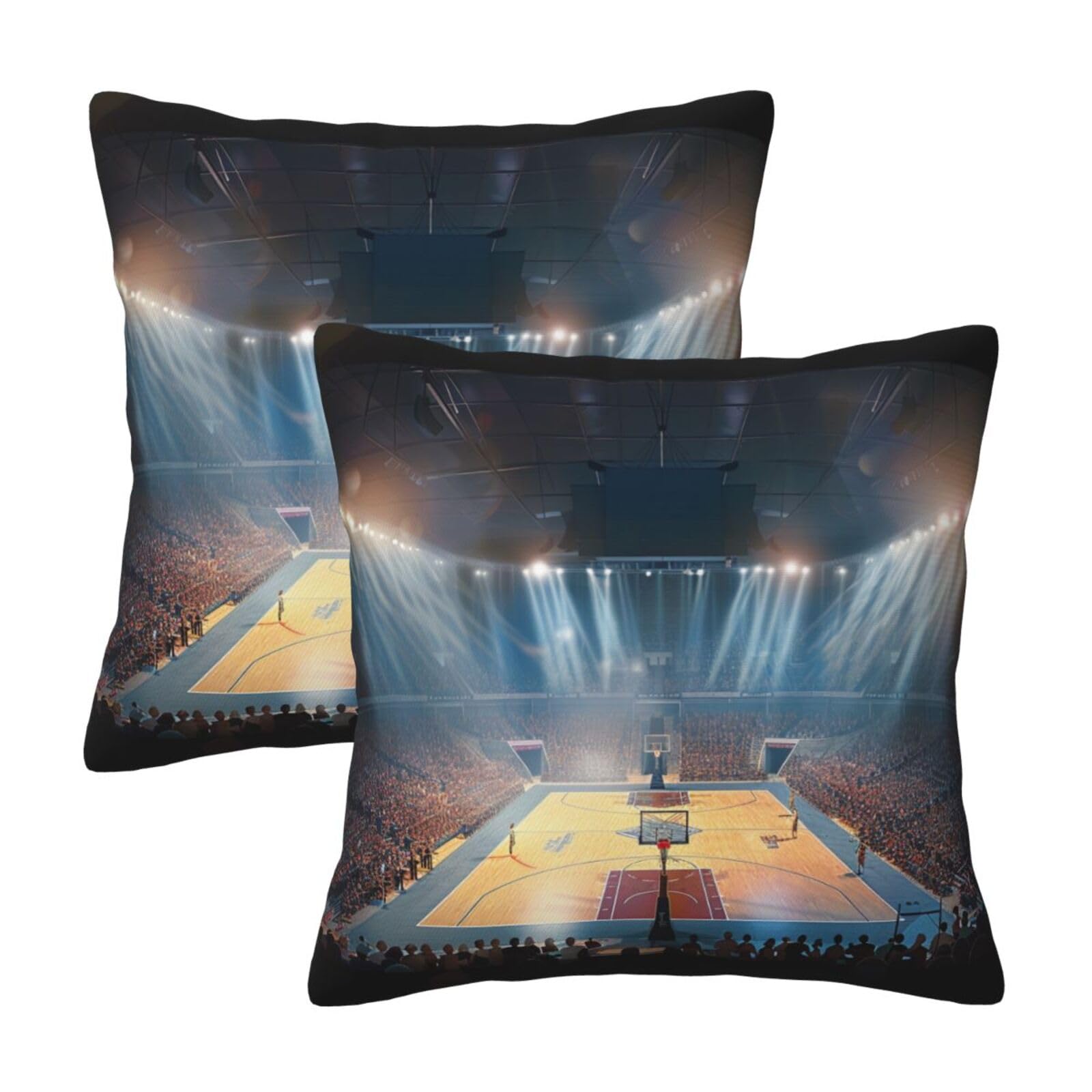 kkvhhyuo Basketball Print Pillow Covers Set of 2, Square Decorative Cushion Covers with Hidden Zipper, Throw Pillow Cases for Living Room Sofa Bed Chair, 50x50 cm