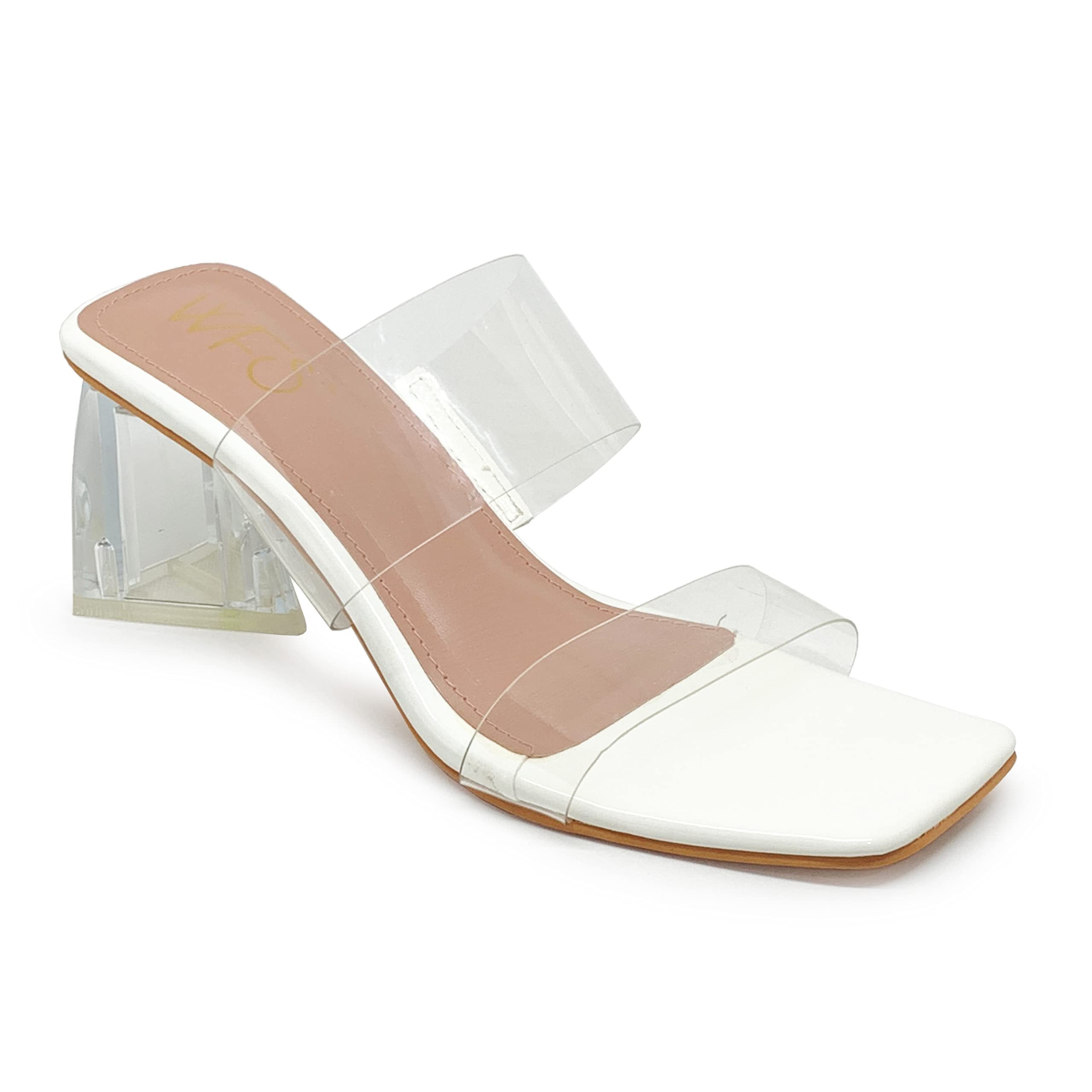 WFS Women 3 Inch Transparent (Clear) Triangle Block Heel Sandals White,36 (B0BR7Y575P) Amazon Price History, Amazon Price Tracker