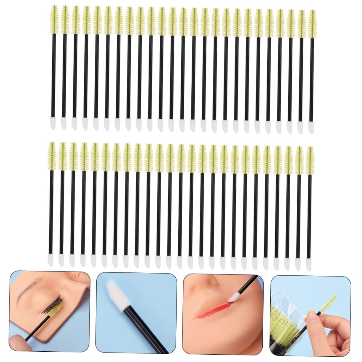 IWOWHERO Professional Eyebrow Brush Lash Separator 50pcs Soft Nylon Bristles for Perfect Application