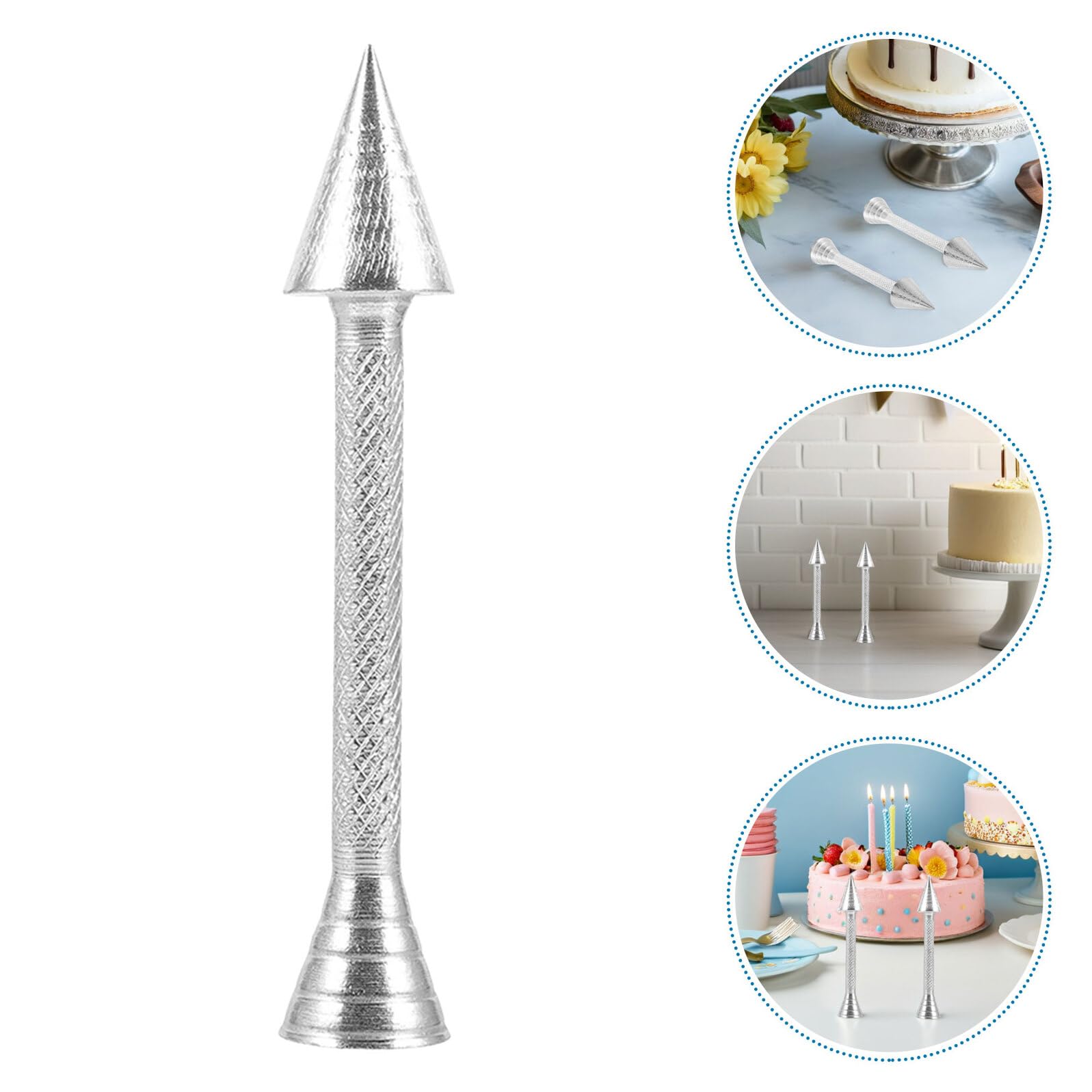Juego de 8 Varillas para Decorar Pasteles de Aleación de Aluminio Plateadas Soporte Cónico Estable Boquillas para Glaseado Precisas Utensilios para Repostería y Decoración de
