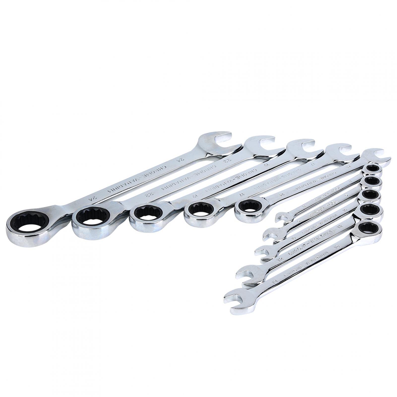 Zestaw kluczy nasadowych, 10 szt. kluczy grzechotkowych 8-24 mm, klucz nasadowy ze stali chromowo-wanadowej, waga około 1842 g, z przenośną torbą
