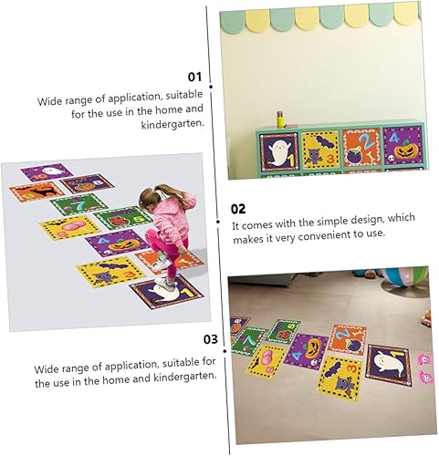 Miniatura 8 de SAFIGLE 1 Unidades Hopscotch Floor Vision Kids Palymat Halloween Kid Ground Wallpaper Halloween Piso Pegatina Decoración Niños Juguetes Niños