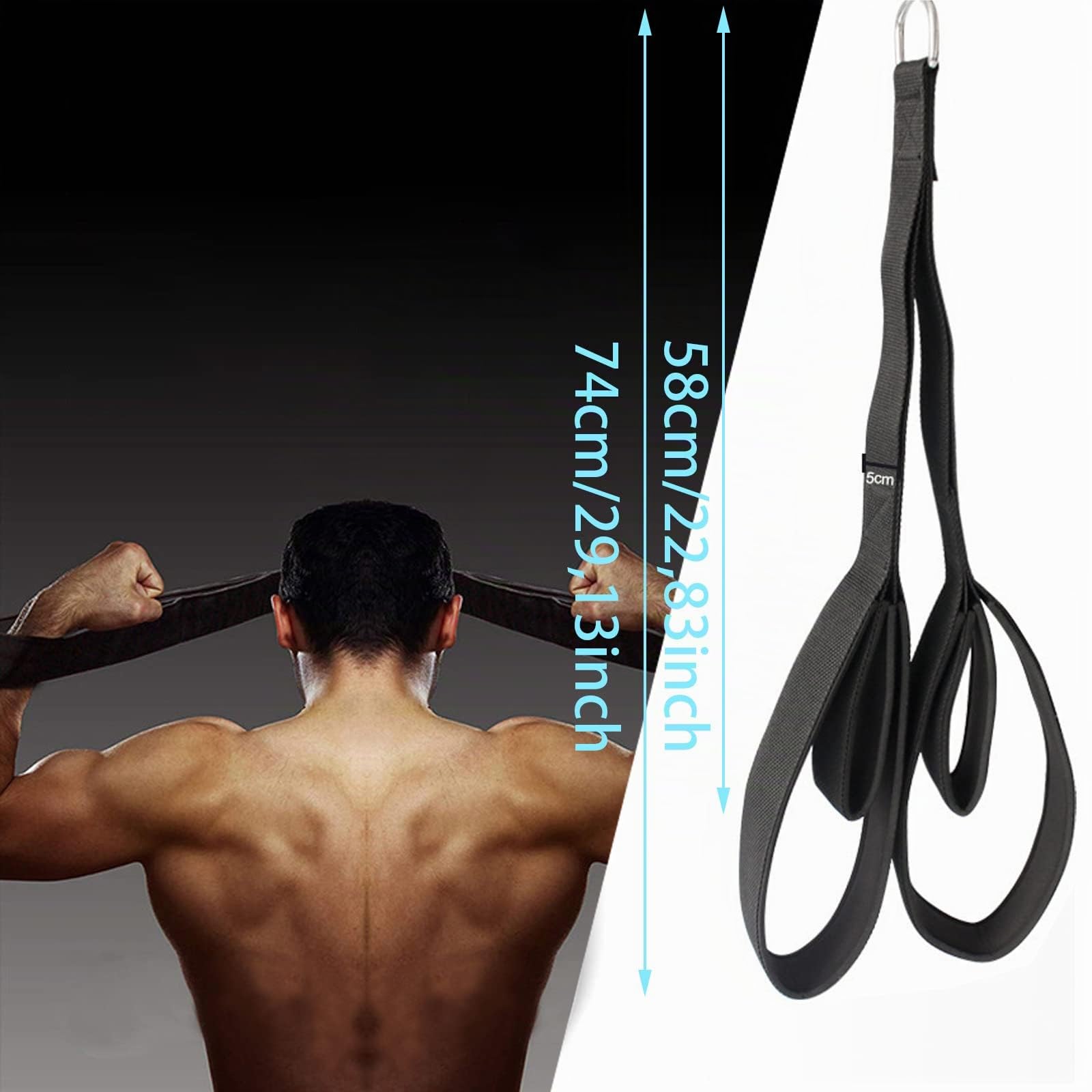 Tricep Corda di Fissaggio per Cavi di Due Dimensioni in Uno Extra Lungo Tirare Giù, Cinghie di Estensione per Tricipiti, Attrezzature da Palestra per Allenamento Domestico, Push Pull Down Tricep Rope