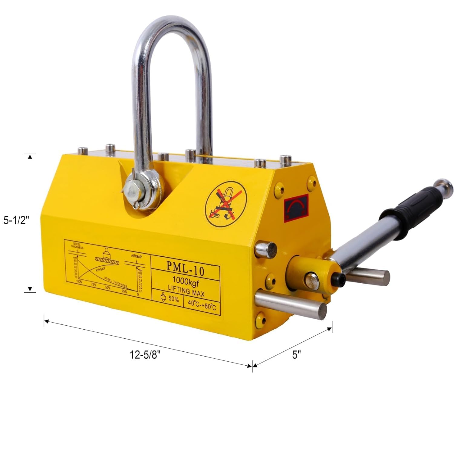Hochleistungs-permanentmagnetheber Mit Sicherheitsgriff, Industriemagnet Zum Heben Von Stahlplatten Und Rundmaterialien, Starker Halt, Effizientes Werkzeug 2200LBS