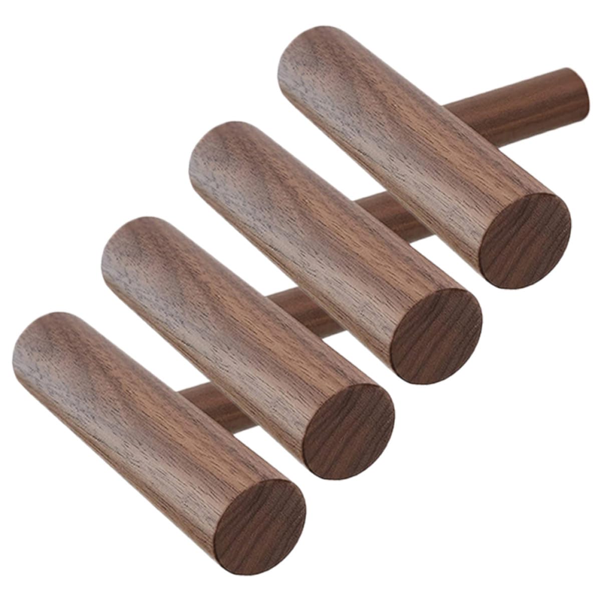 4 Piezas Ganchos de Pared de Madera y Aleación para Toallas y Sombreros