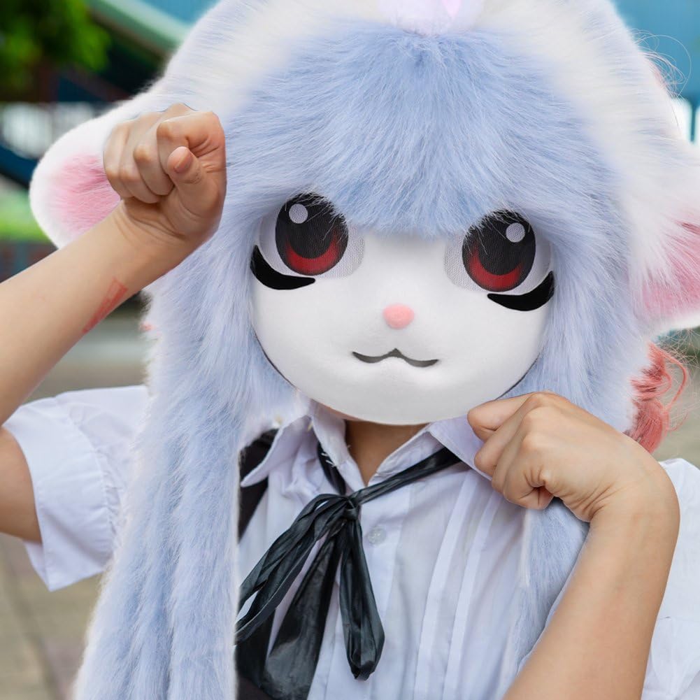 Máscara De Cabeza De Peluche con Forma De Cabeza De Cordero, Ideal para Disfraces De Halloween, Fiestas De Disfraces Y Accesorios De Cosplay.