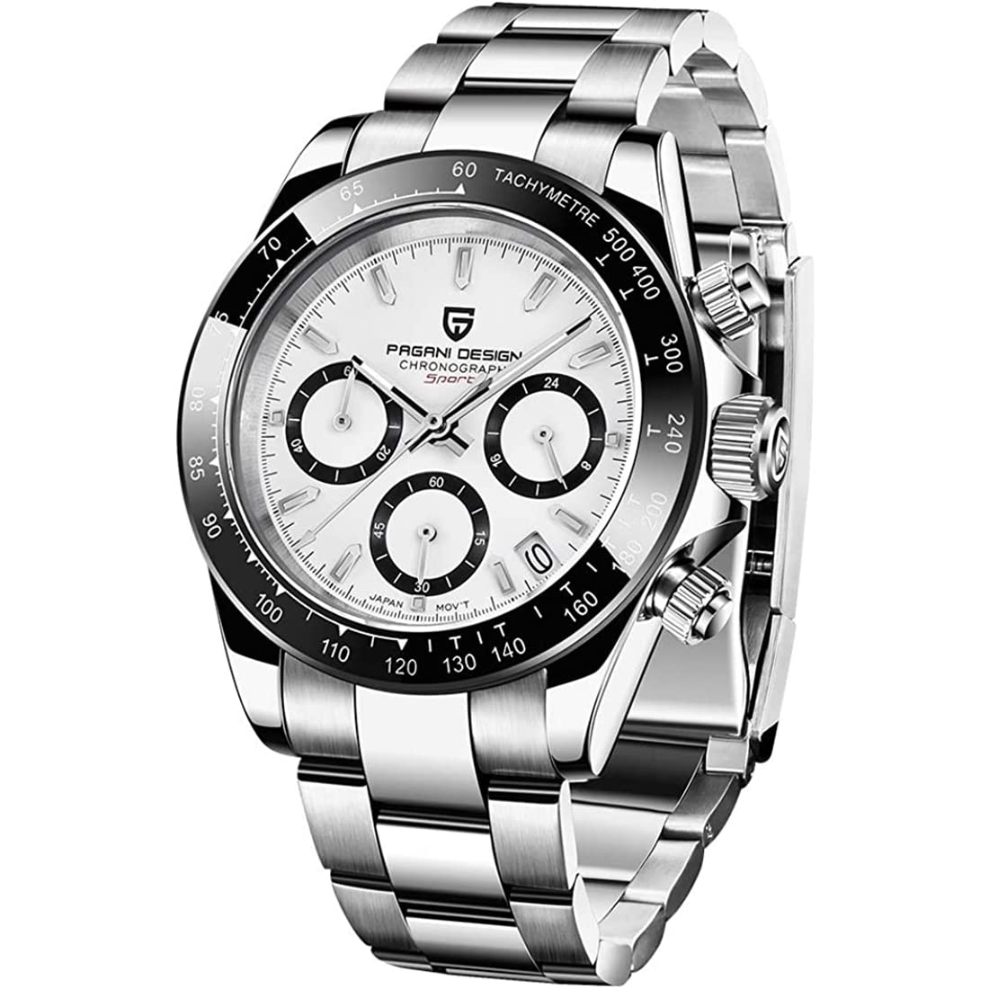 RollsTimiPagani Design Herrenuhr Multifunktions-Sportuhr Quarz-Chronograph Japan VK63 Uhrwerk Edelstahlarmband Automatik Datum