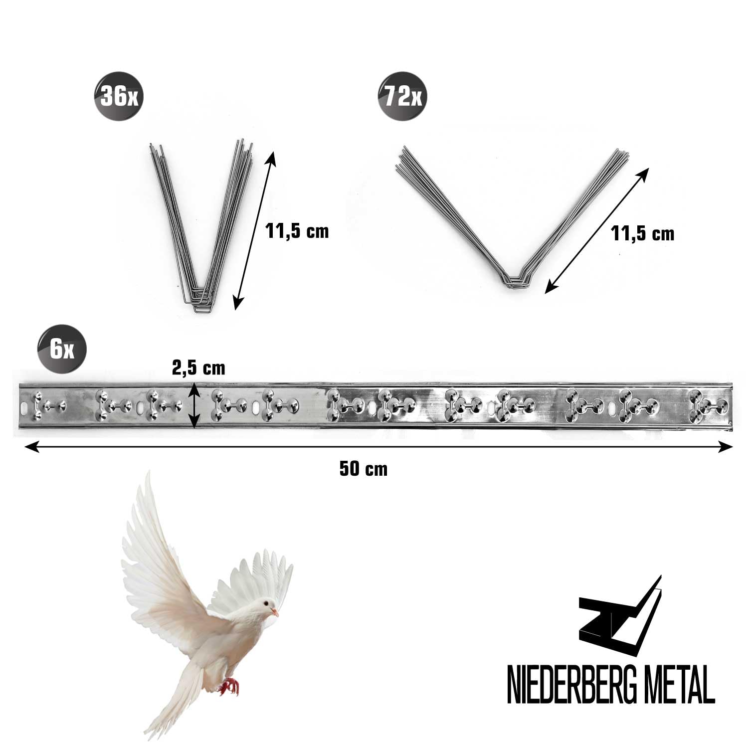 Niederberg Metall Pigeon Spikes, 3 Metre Stainless Steel Bird Spikes for Pigeons with 108 Spines - Image 4