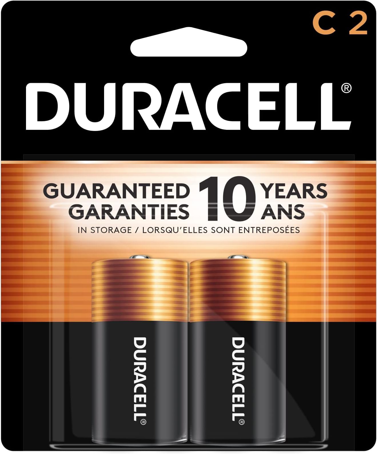 Duracell Coppertop C Batteries, 2 Count Pack, C Battery with Long-Lasting Power, All-Purpose Alkaline C Battery for Household and Office Devices (Pack of 5)