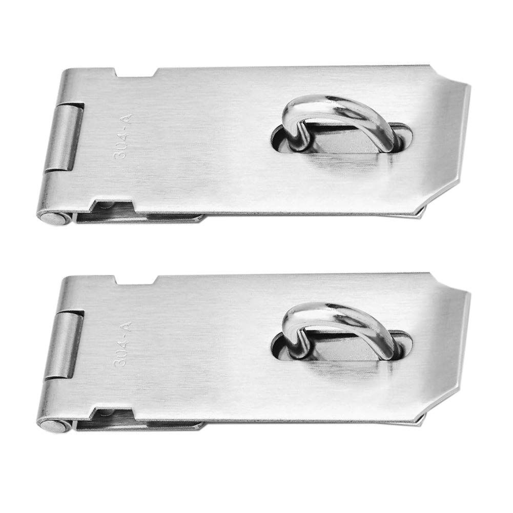 Serrure De Loquet De Moraillon De Porte 2 Pièces, Loquet De Moraillon De Porte à Cadenas De 3/4/5 Pouces, Fermoir De Sécurité en Acier Inoxydable, Finition Brossée(Color:Argent,Size:4 inch)