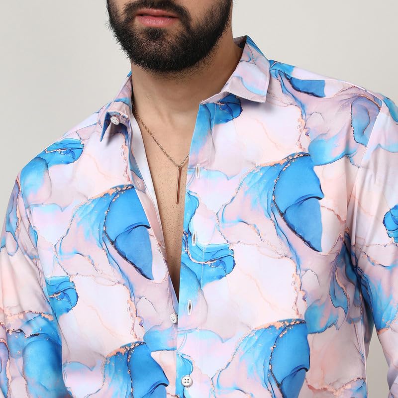 Image of CAHOOT Men's Twisted Crease Shirt for Casual Wear | Spread Collar | Long Sleeve | Button Closure | Shirt Crafted with Comfort Fit for Everyday Wear
