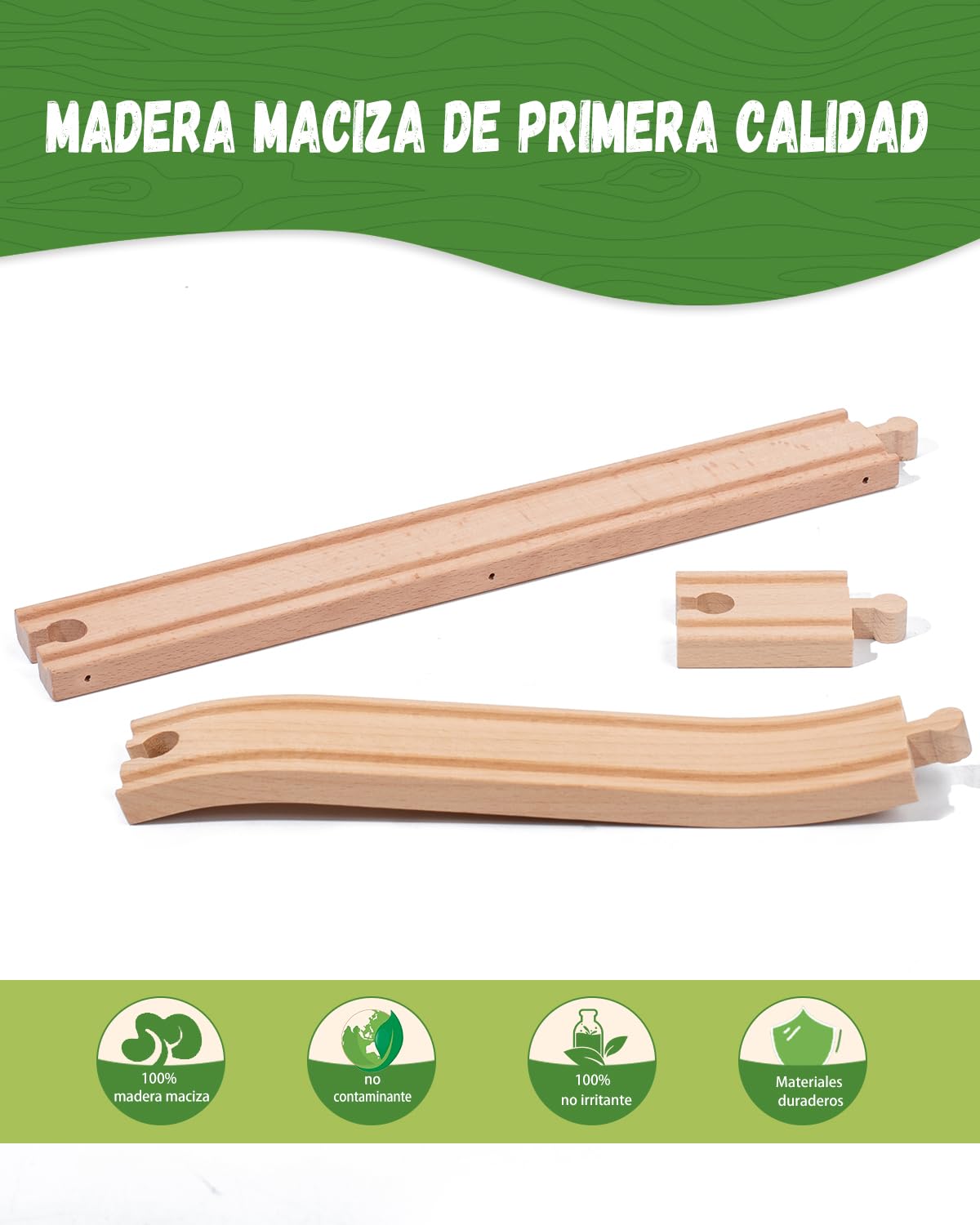 Tren Madera Tren Juguete Accesorios Accesorios para Vías de Ferrocarril Tren de Doble Puente Colgante Trenes de Juguetes para Niños 3-5 Años