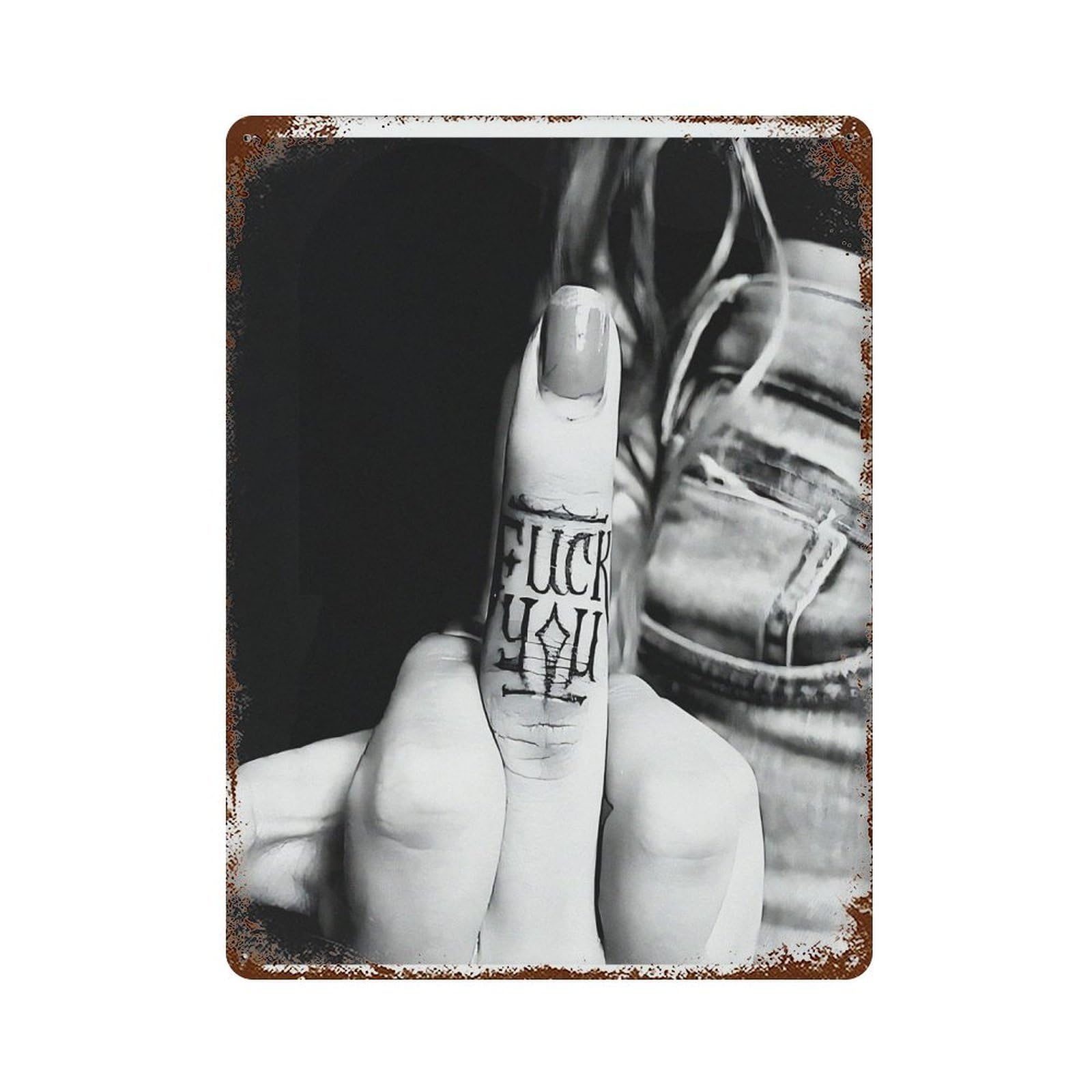 xiaoxiaoshen Feminist Print, Middle Finger Poster Wall Decor Art Metal Tin Poster Modern Home Decor Art Home Bar Shop Decorations Vintage Sign 40x30cm