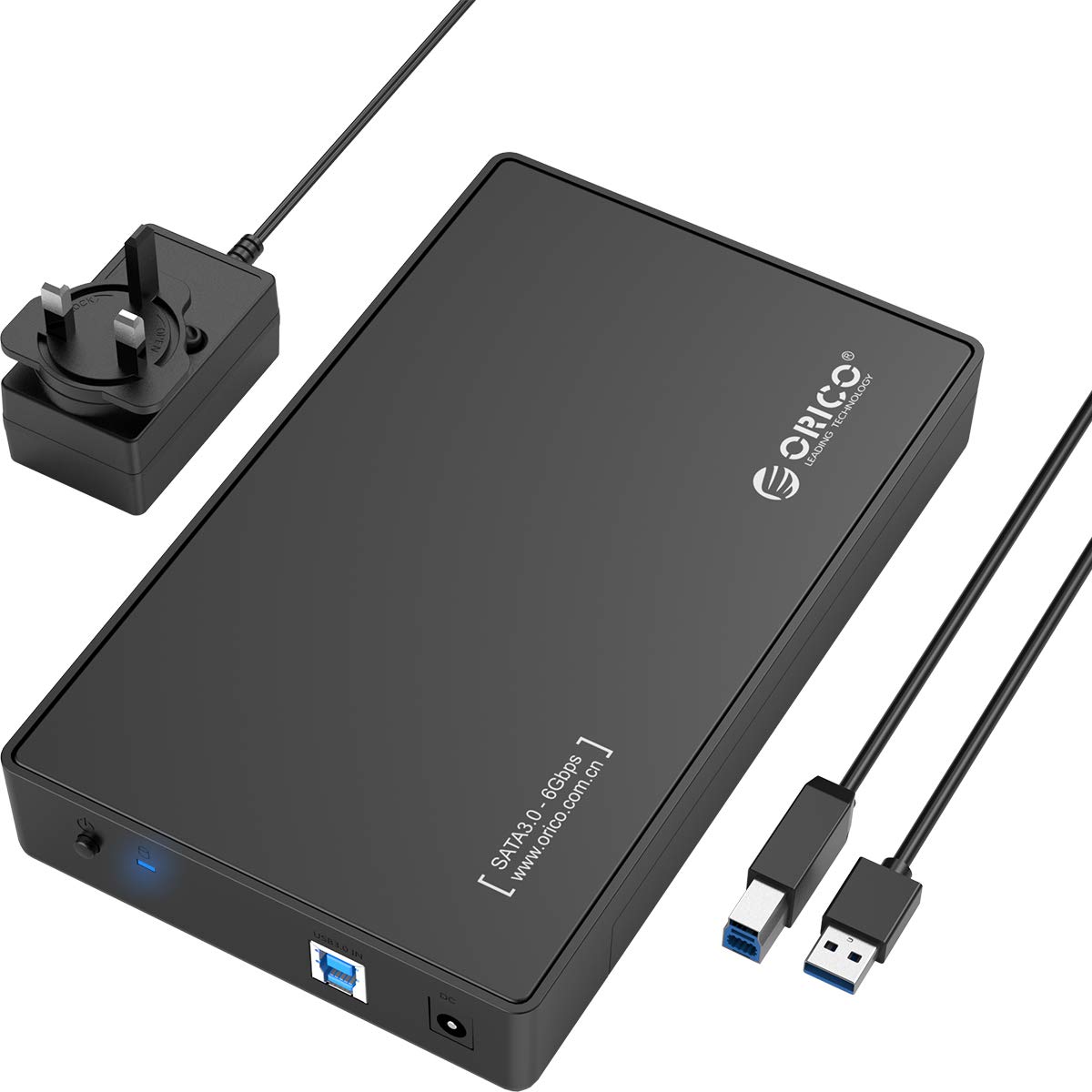 ORICO 3.5" Toolfree Hard Drive Enclosure - USB 3.0 SATA III HDD SSD Caddy Case Reader with 12V Power Adapter - Support Auto Sleep Mode on Windows, Linux & Mac